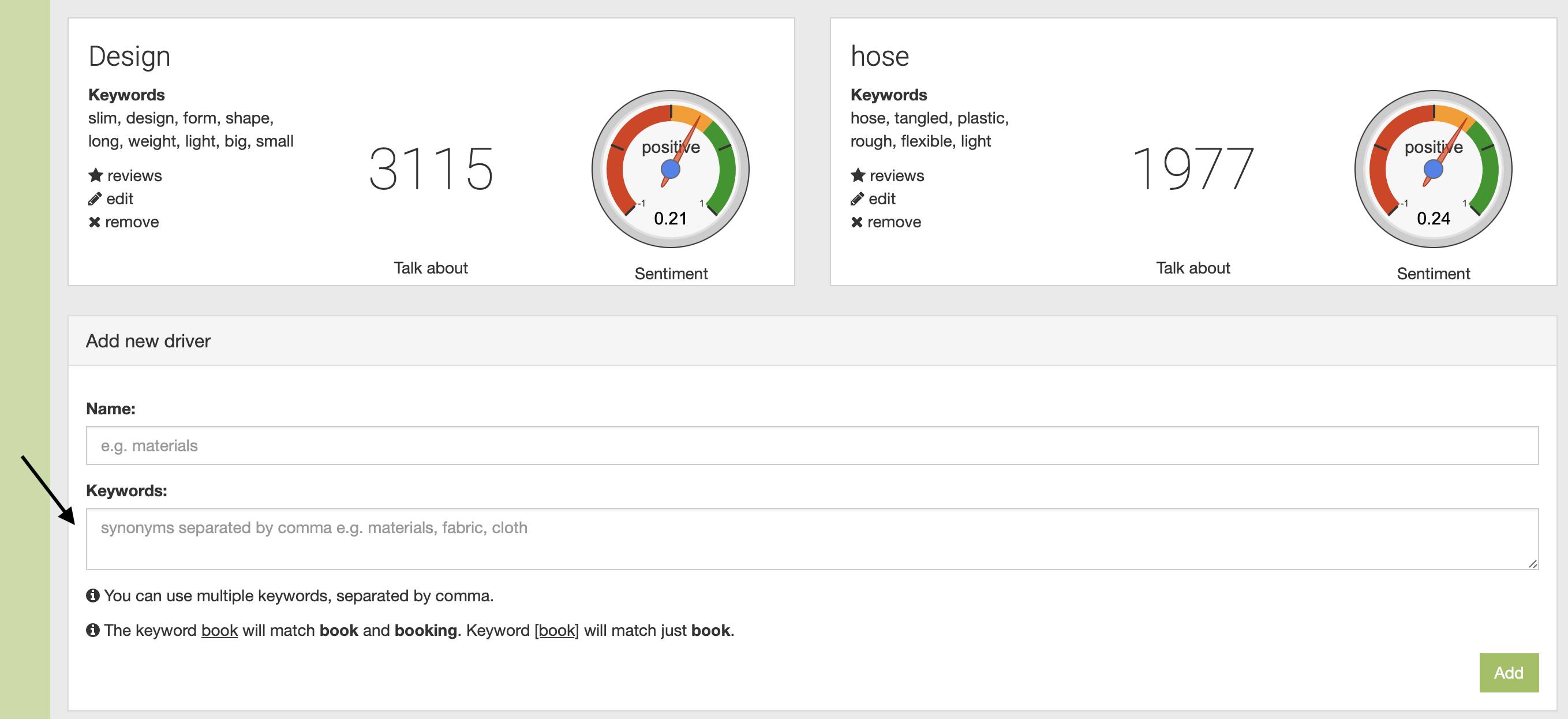 How to use key driver sentiment