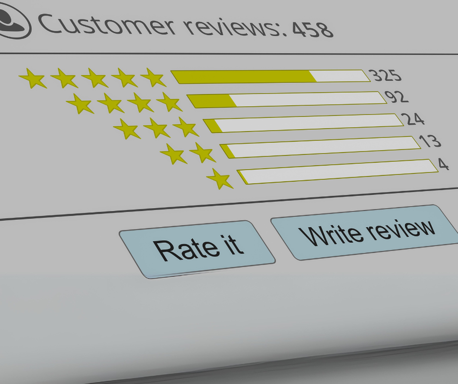 Image of customer review numbers, showing 325 for 5-stars, 92 for 4-stars, 24 for 3-stars, 13 for 2-stars, and 4 for 1-star.